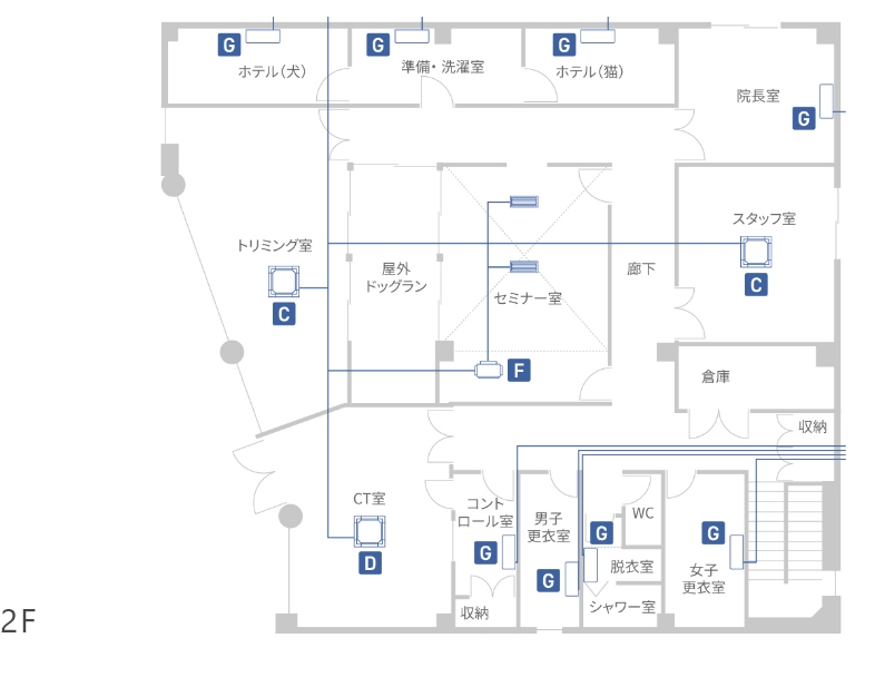 【2F】空調設備プロット図